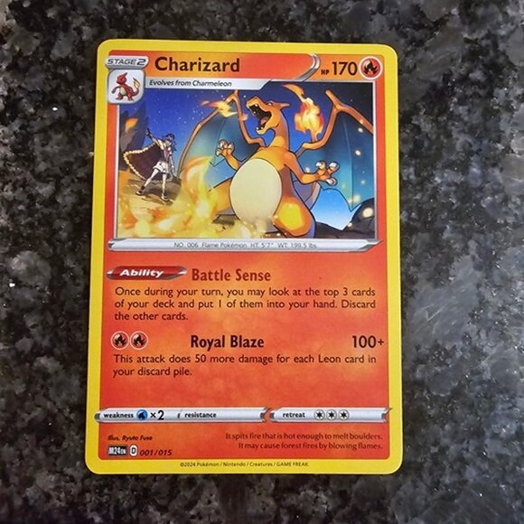 Charizard Pokémon Card 001/015 Battle Sense & Royal Blaze 2024 Promo - Picture 2 of 2
